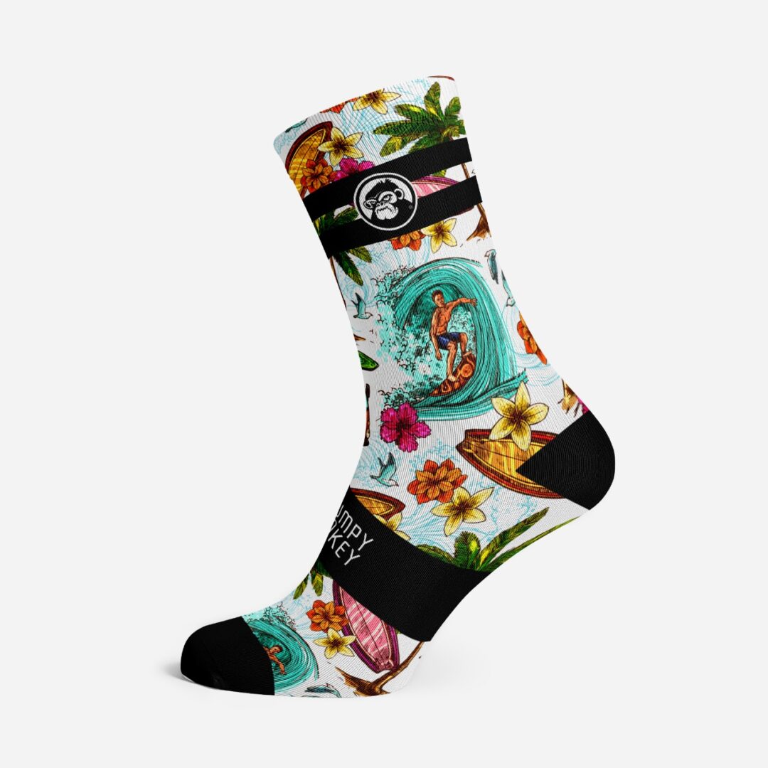 Grumpy Monkey Seamless Breathable Premium Socks. Riptide Theme.