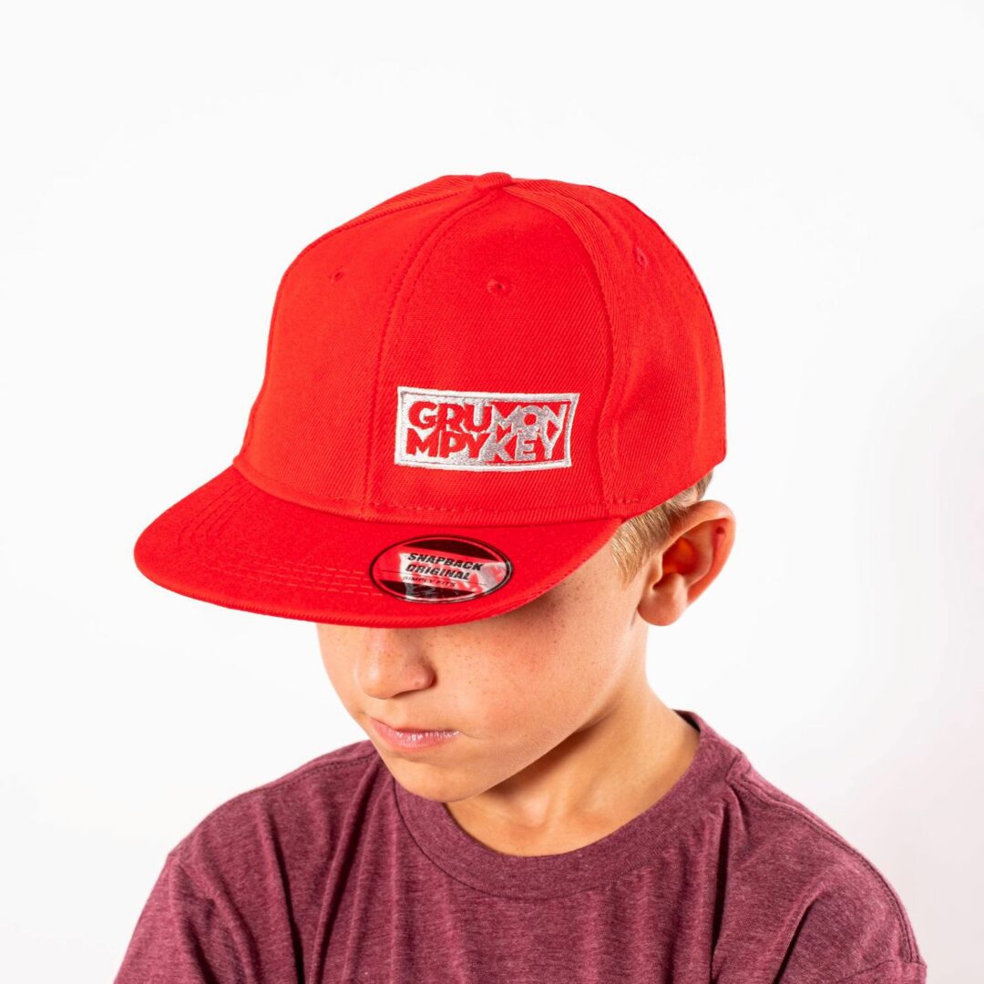 Kids Red Grumon Flat Cap