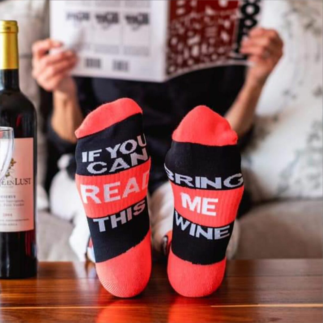 novelty wine themed seamless socks by grumpy monkey